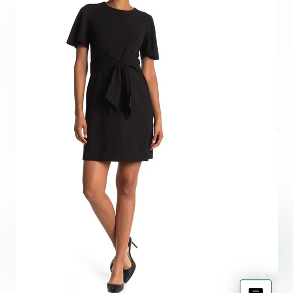 Express Black Dress Flutter Sleeve Waist Tie Dress Size XS - Picture 6 of 6